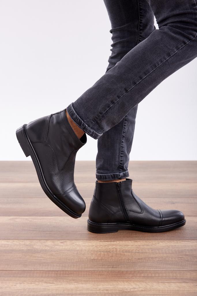 Genuine Leather Zippered Men's Boots