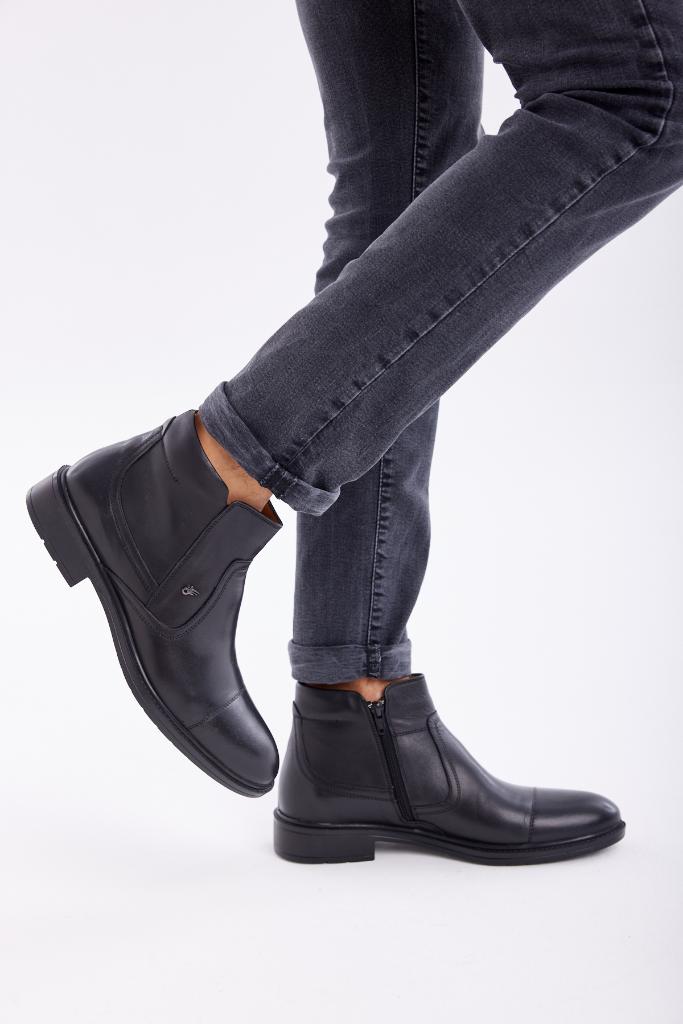 Genuine Leather Zippered Men's Boots