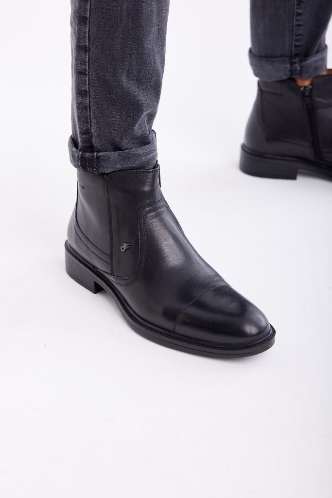 Genuine Leather Zippered Men's Boots