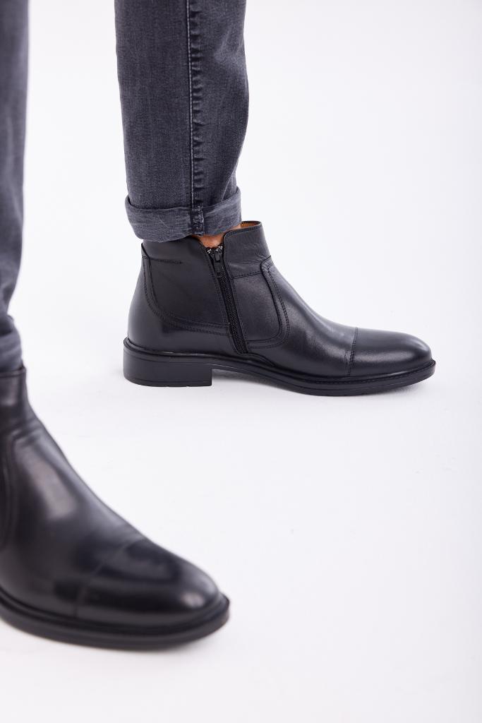 Genuine Leather Zippered Men's Boots