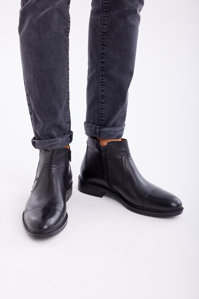 Genuine Leather Zippered Men's Boots