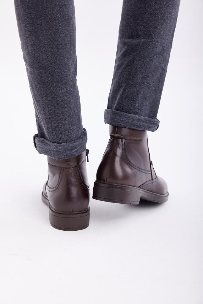 Genuine Leather Zippered Men's Boots