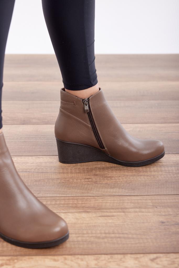 Genuine Leather Wedge Heel Women's Boots