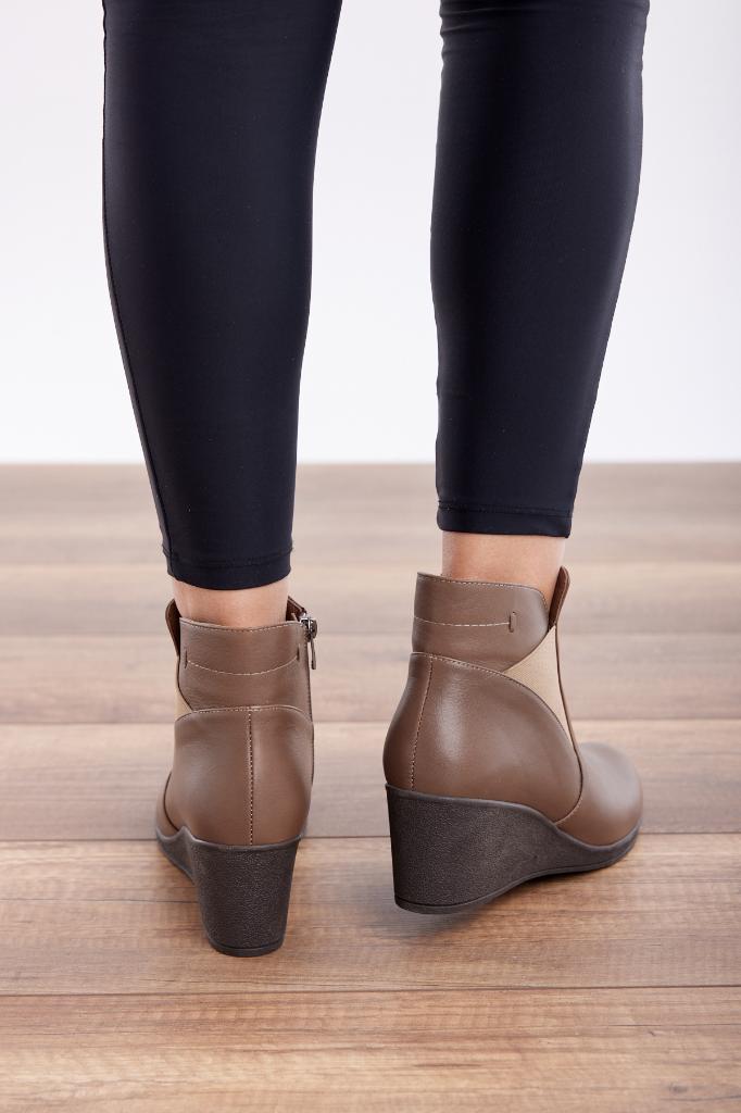 Genuine Leather Wedge Heel Women's Boots